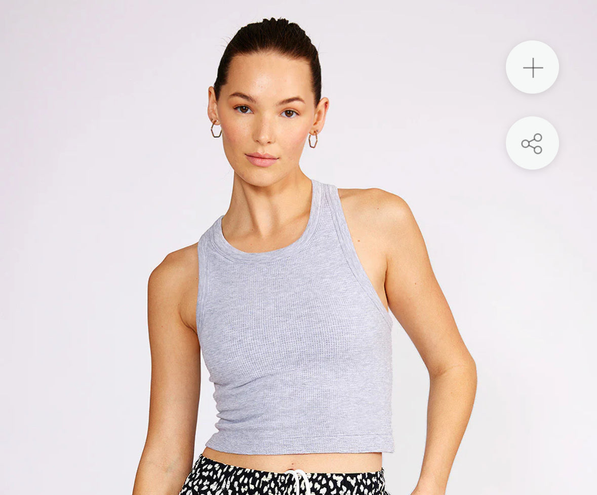 Cream Yoga - Mia High-Neck Tank Bra - Heather Gray