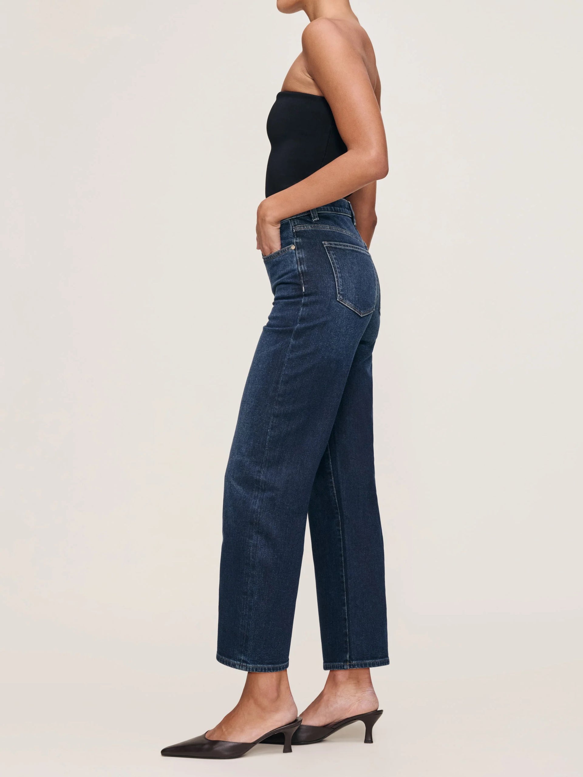 DL1961  - Dark Sea Karmine Refined Wide Leg High Rise 28" Jeans