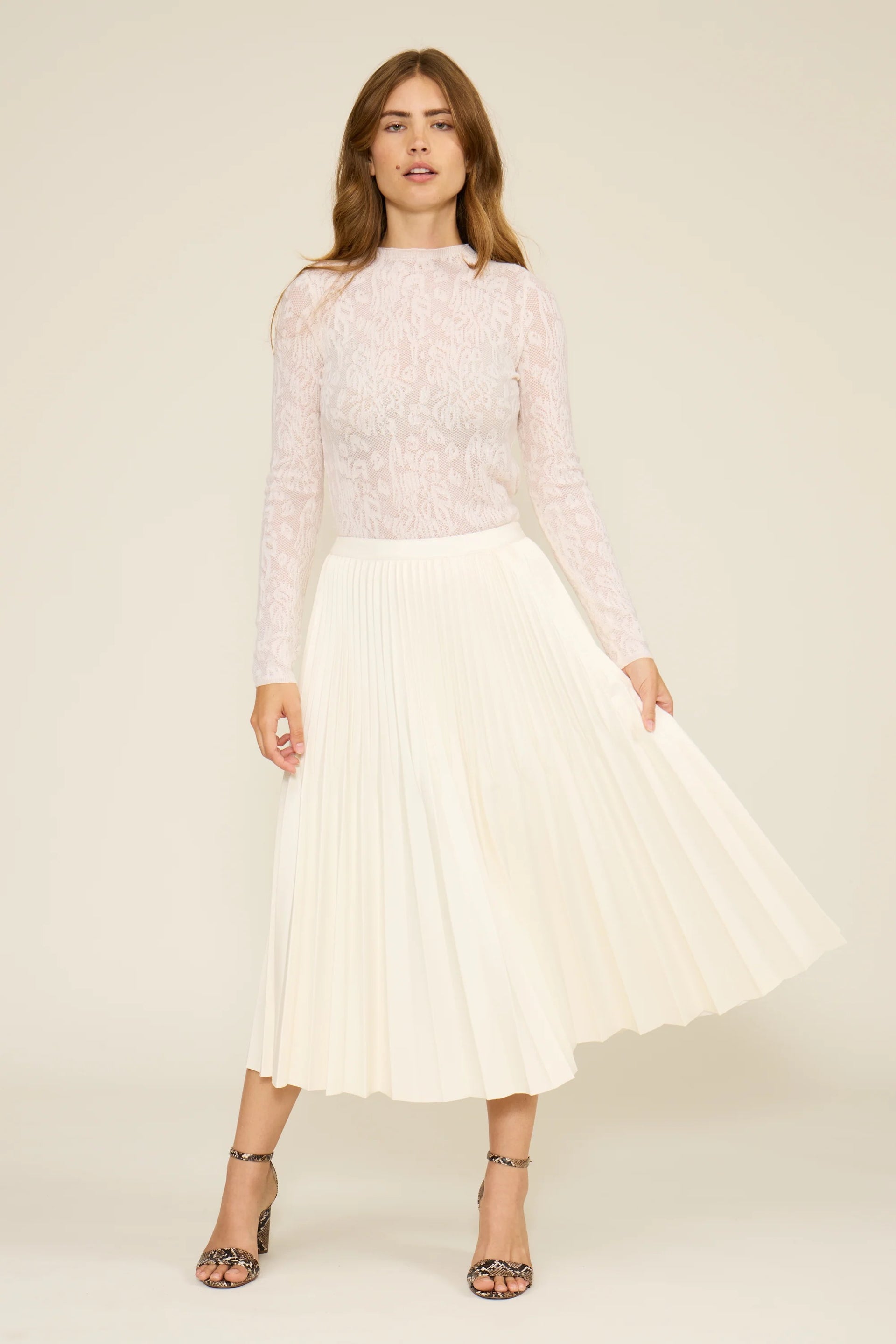 Lucy Paris - Cream Billie Pleated Skirt