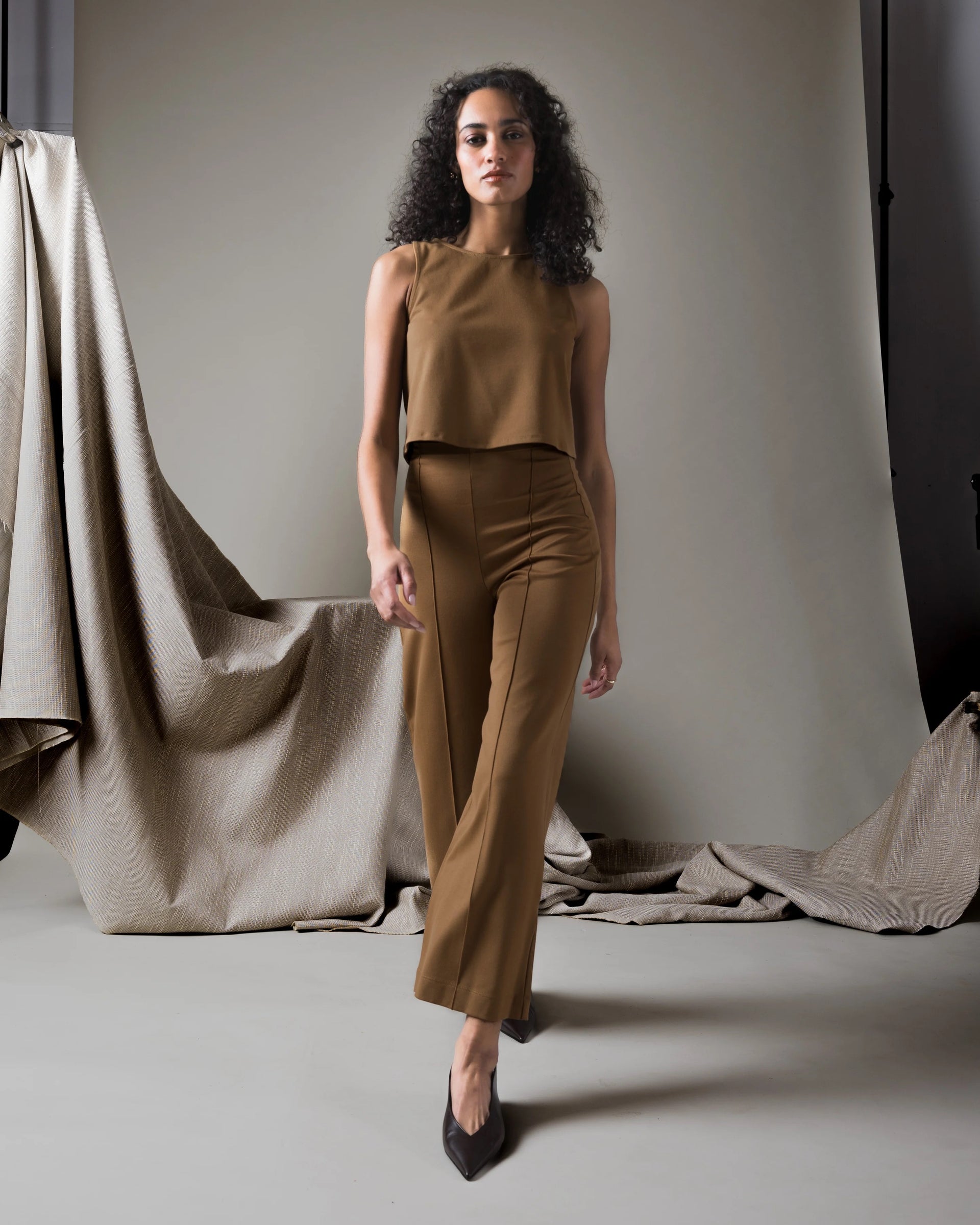 Ripley Rader - CAMEL Ponte Knit Tank Top