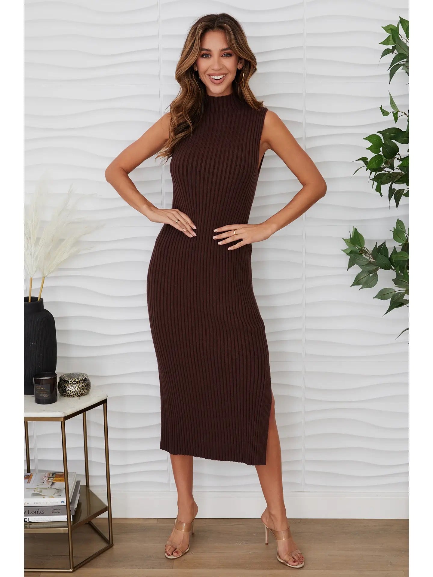 Milio Milano - Knit Mock Neck Ribbed Dress