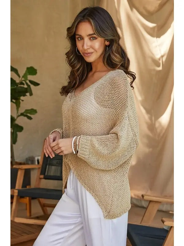 Milio Milano - Long Sleeve Drop Shoulder V-Neck Sweater