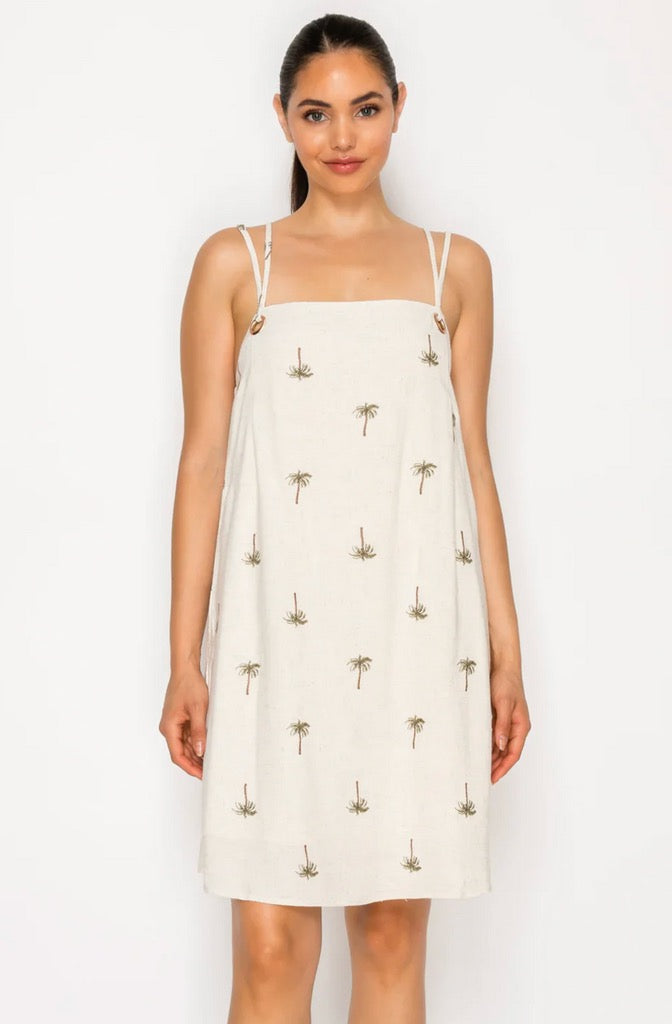 Meet Me In Santorini - Drifting Palms Mini Dress