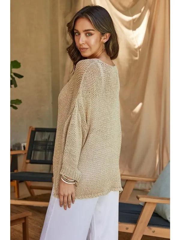 Milio Milano - Long Sleeve Drop Shoulder V-Neck Sweater