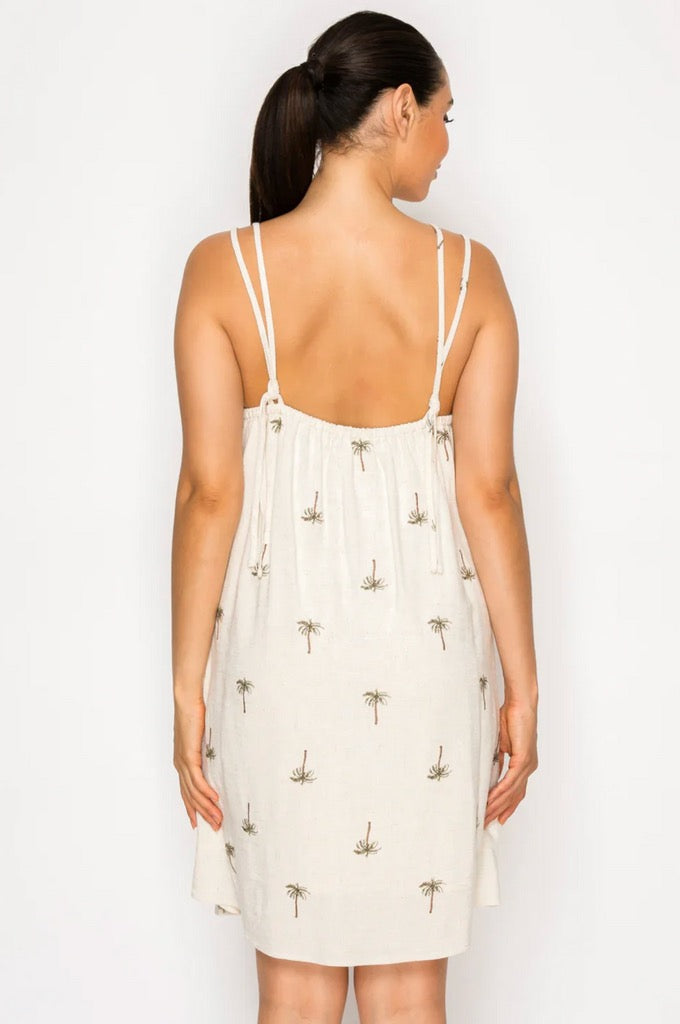 Meet Me In Santorini - Drifting Palms Mini Dress