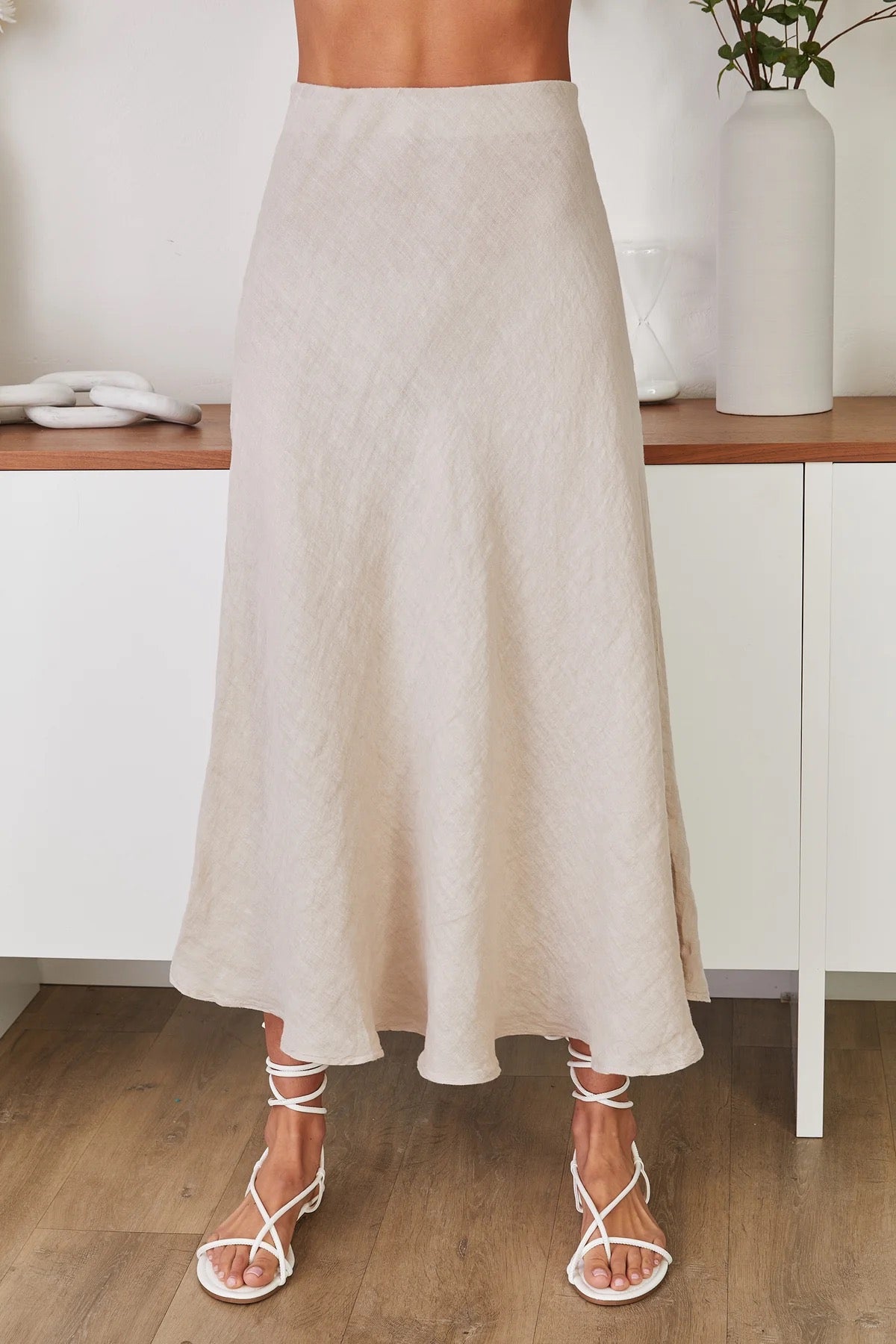 Milio Milano - Crinkle Linen Midi Skirt