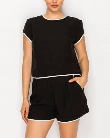 Meet Me In Santorini - Black White Linen Set
