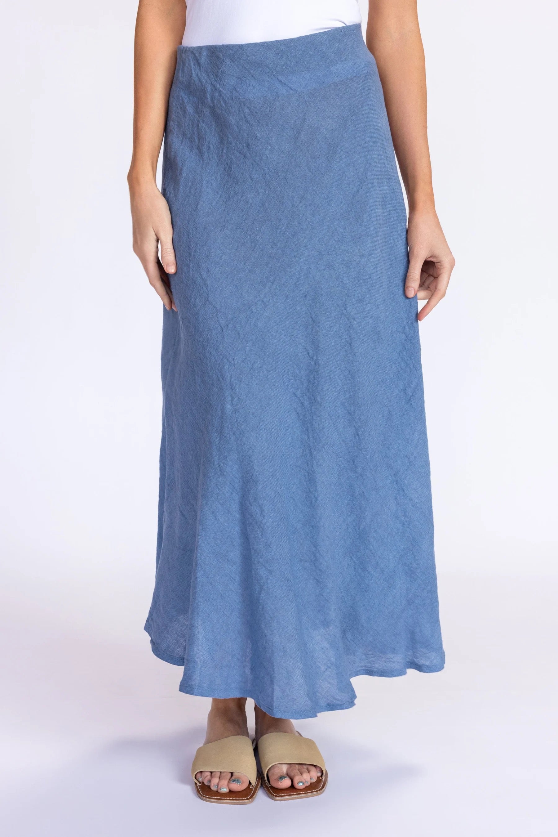 Milio Milano - Crinkle Linen Midi Skirt