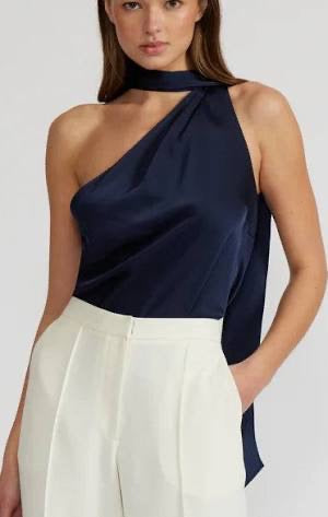 Lucy Paris - Susan Navy Tie Neck Top