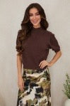 Milio Milano BLACK LABEL - Mock Neck Bubble Shoulder Sleeve Knit Top