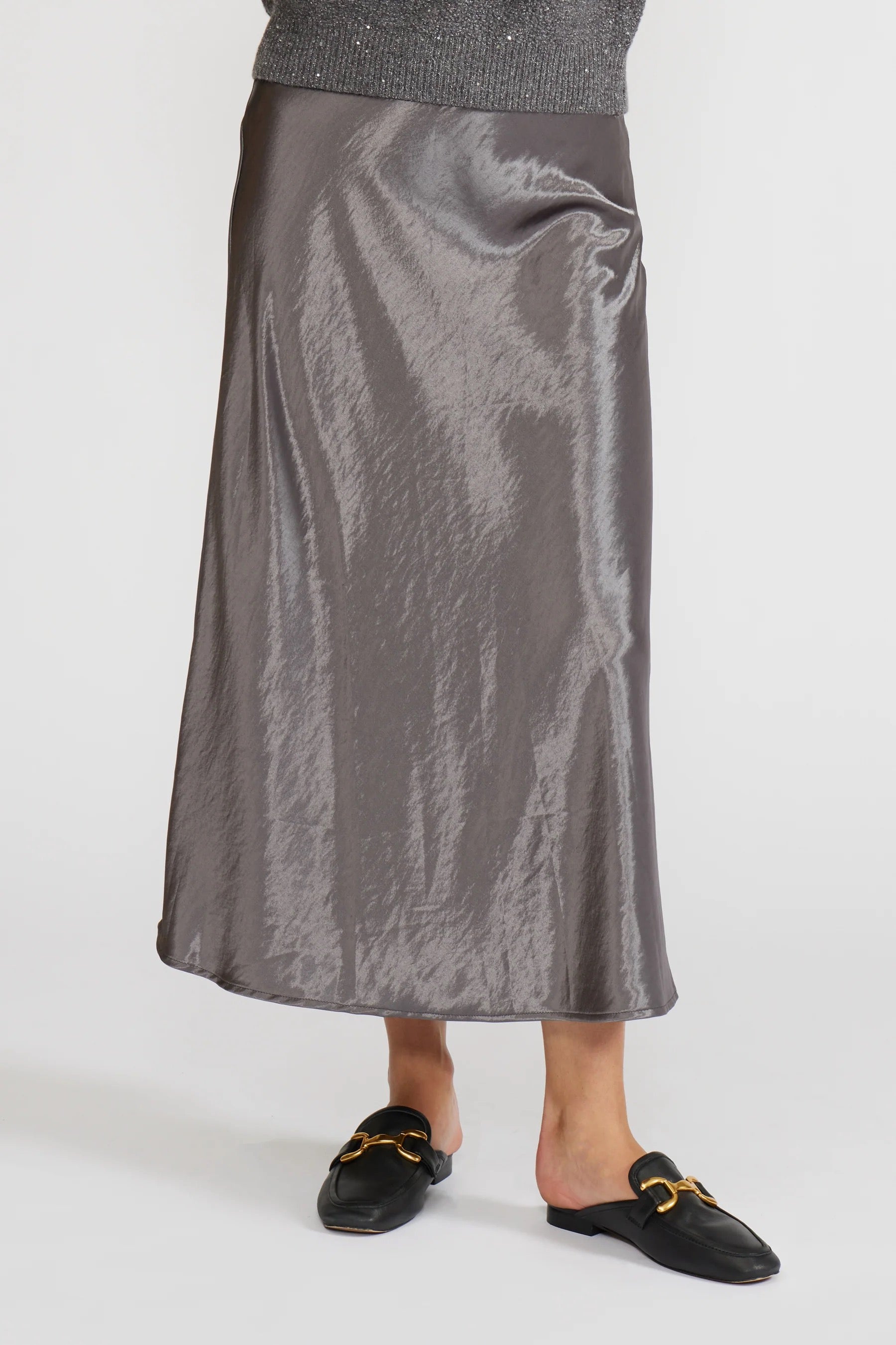 Lucy Paris - Pewter Barbara Satin Skirt
