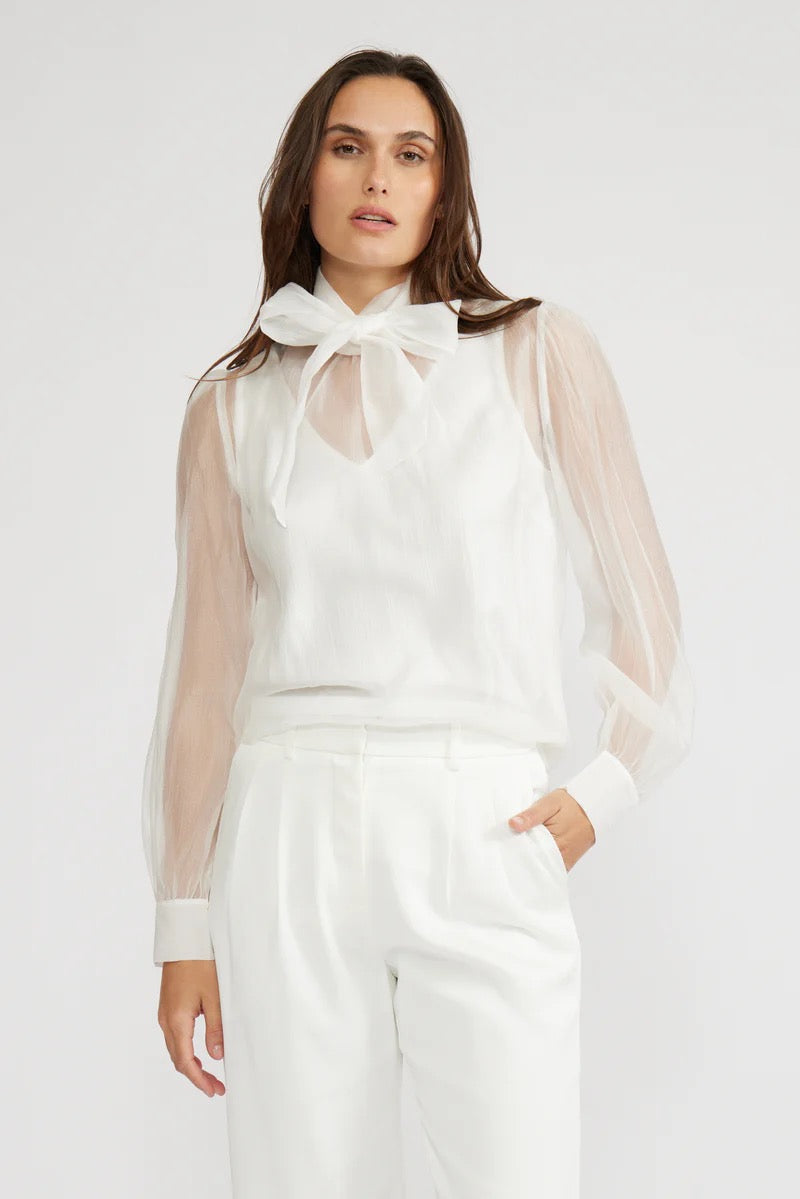Lucy Paris - White Natasia Sheer Blouse