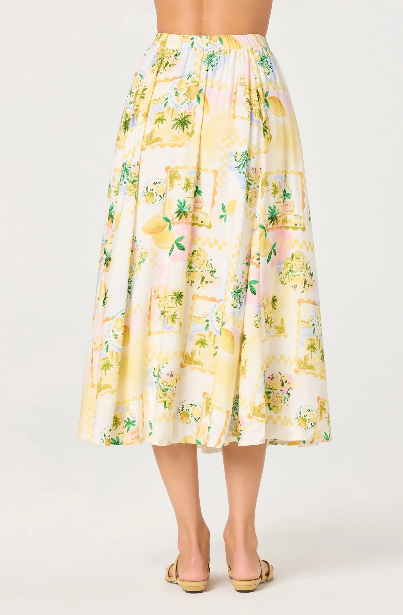 ASTR The Label - Kaleigh Paradise Print Gathered Midi Skirt