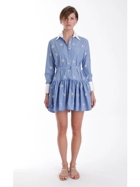 Karina Grimaldi - Blue Stripes Lumi Mini Dress
