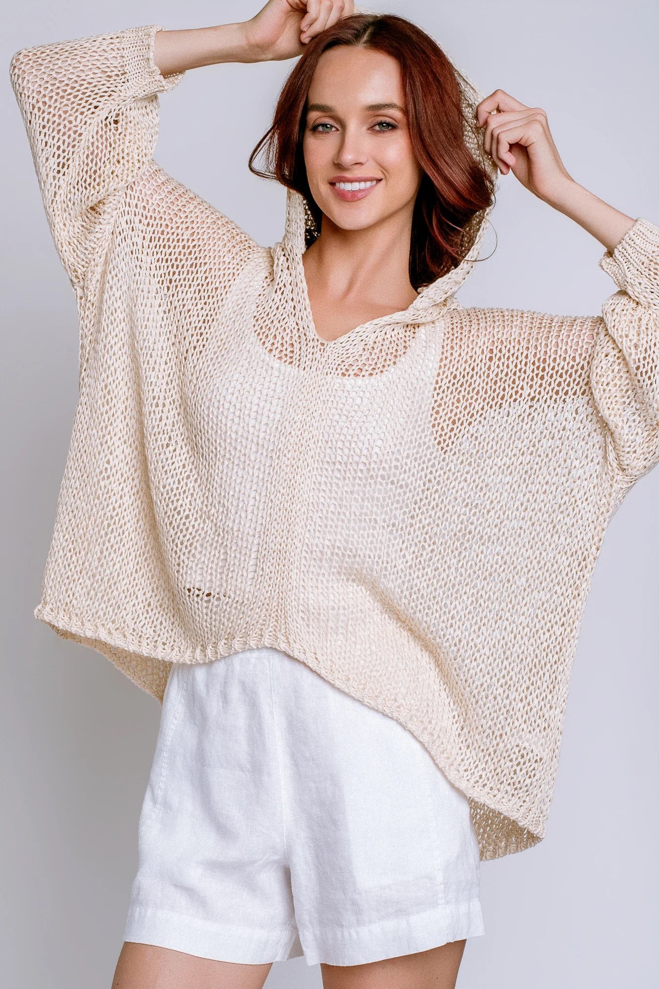 Milio Milano - Asymmetrical Crochet Hooded Ponch