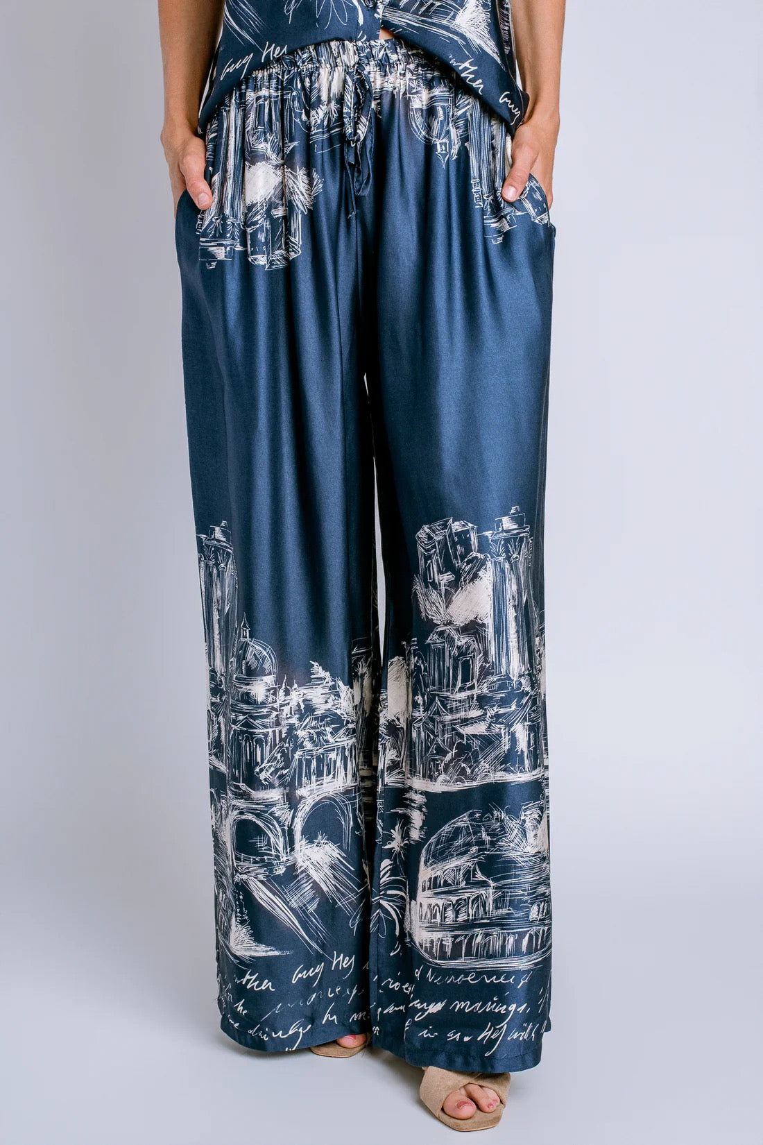 Milio Milano - Colosseum Rome Print Wide Leg Plazzo Pants