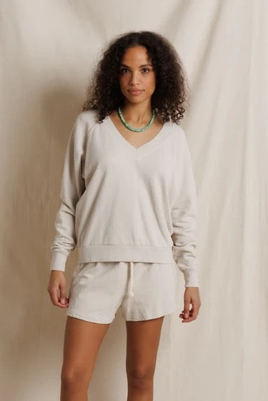 perfect white tee - Sinead French Terry V-Neck Sweatshirt