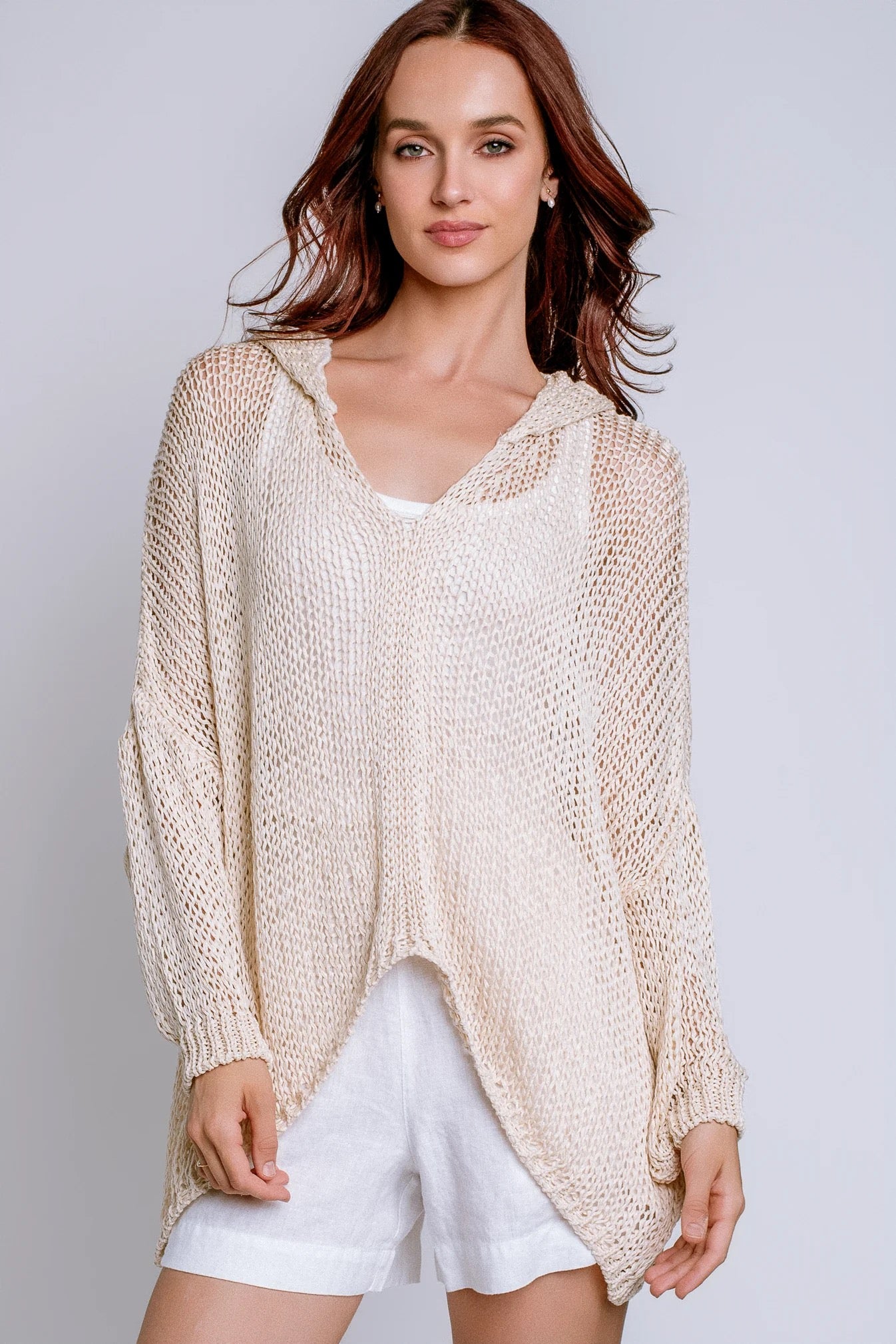 Milio Milano - Asymmetrical Crochet Hooded Ponch