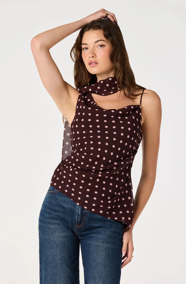 ASTR The Label - Adrie Polka Dot Scarf Top