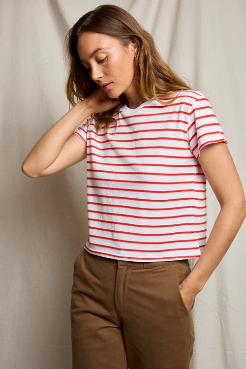 perfectwhitetee - Everett Jersey Stripe Short Sleeve Tee