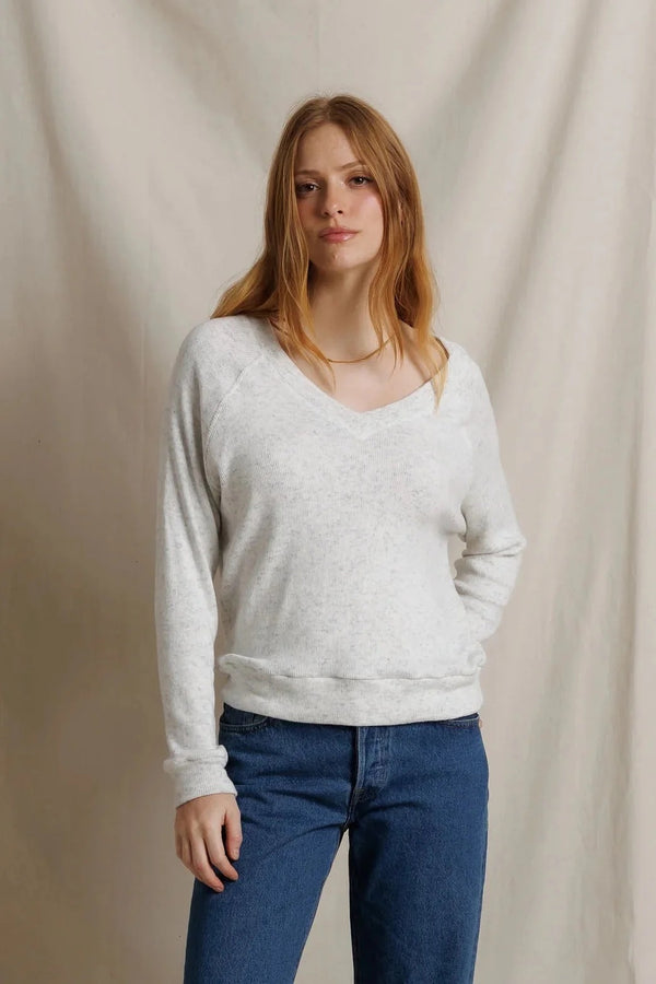perfect white tee - Brielle Brushed Cotton Mohair V-Neck
