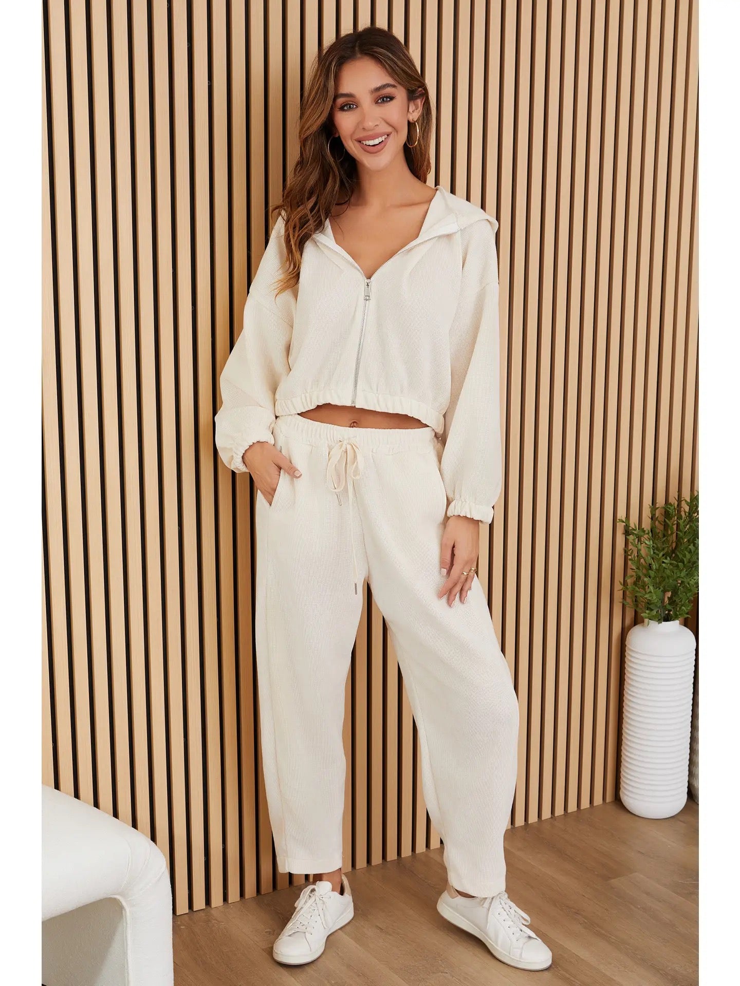 Milio Milano - Drawstring Waffle Pattern Sweat Pant