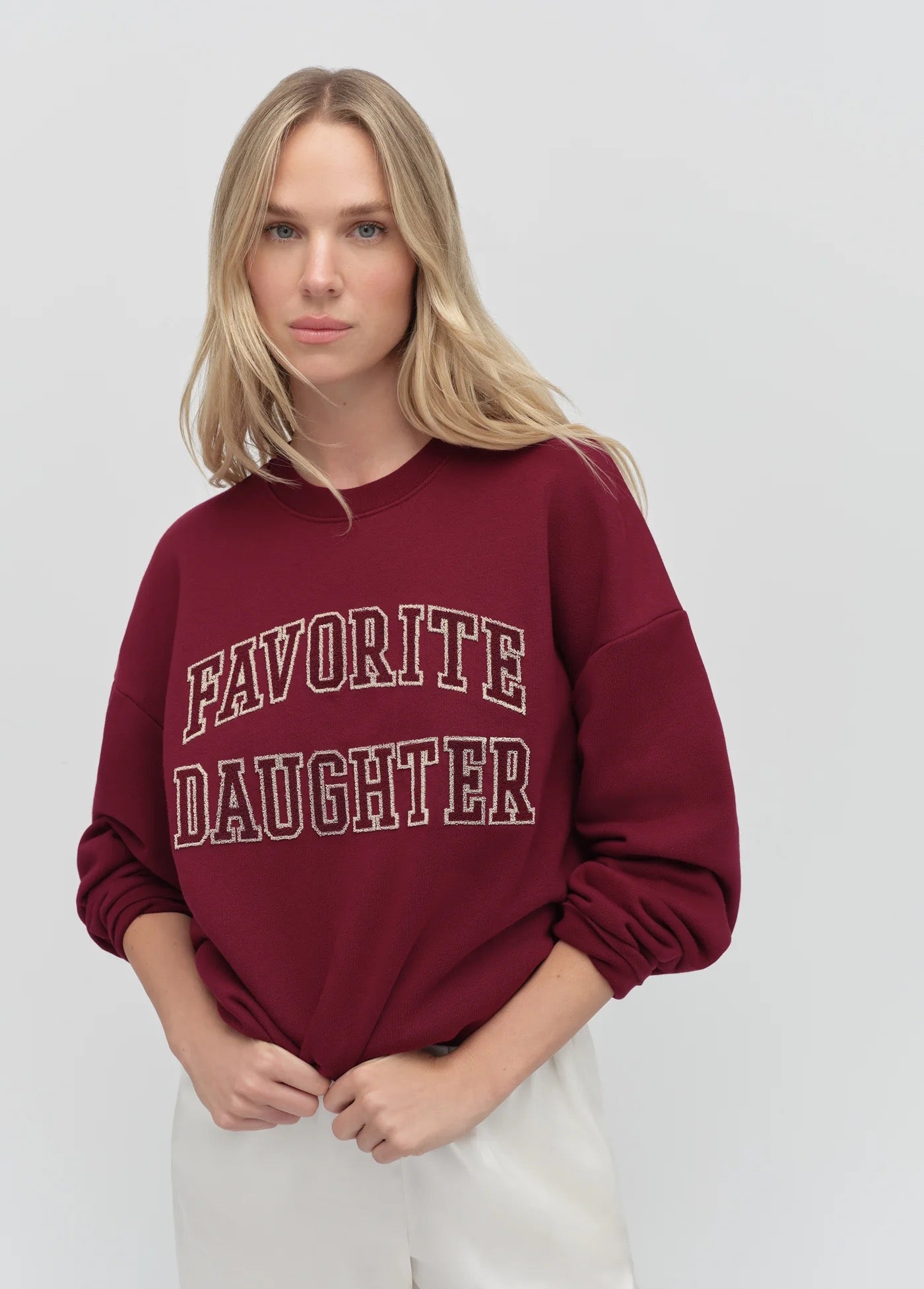 Favorite Daughter - Vino/Velvet Stone Collegiate Embroidery Sweatshirt