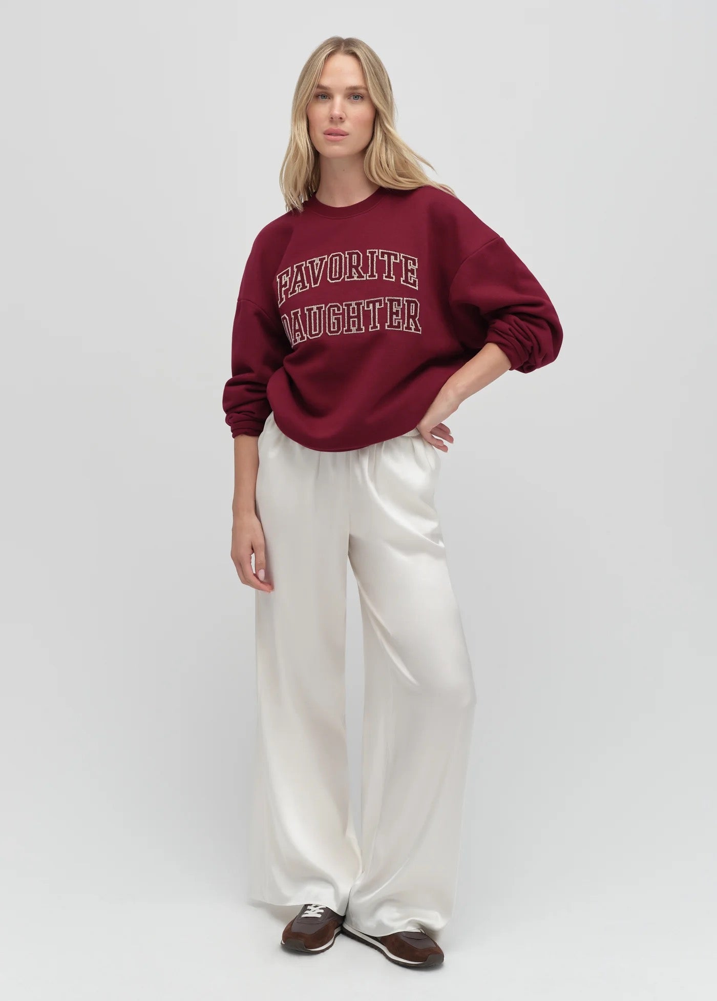 Favorite Daughter - Vino/Velvet Stone Collegiate Embroidery Sweatshirt