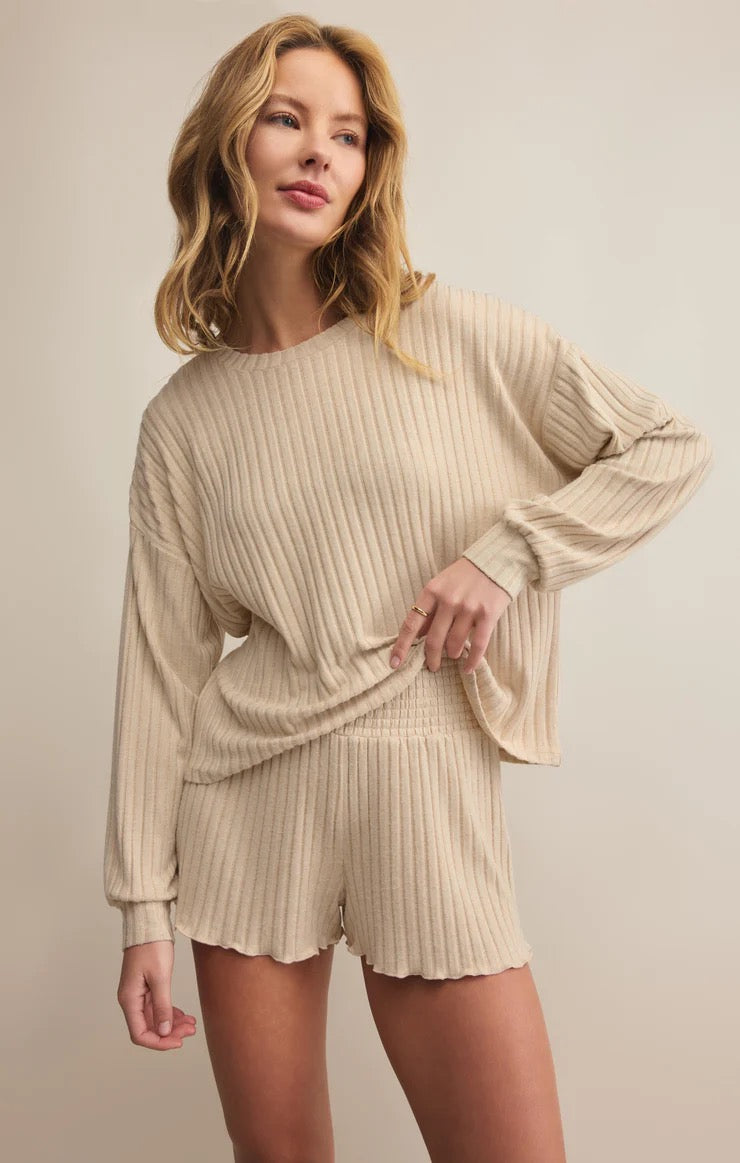 Z SUPPLY - Light Oatmeal Heather Daydream Rib Long Sleeve