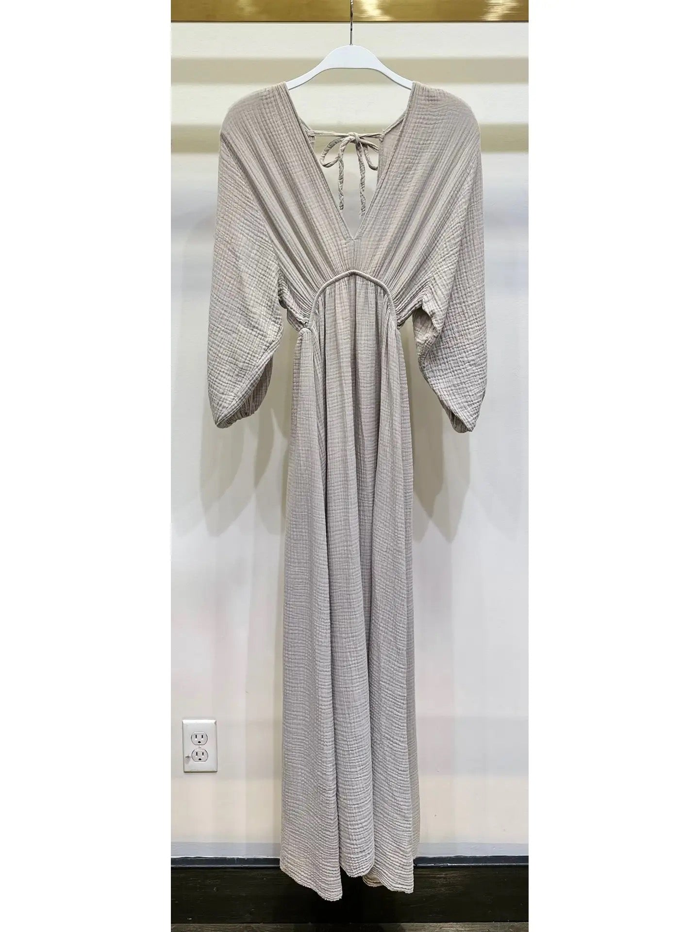 Milio Milano - Solid Deep V-Neck Maxi Dress