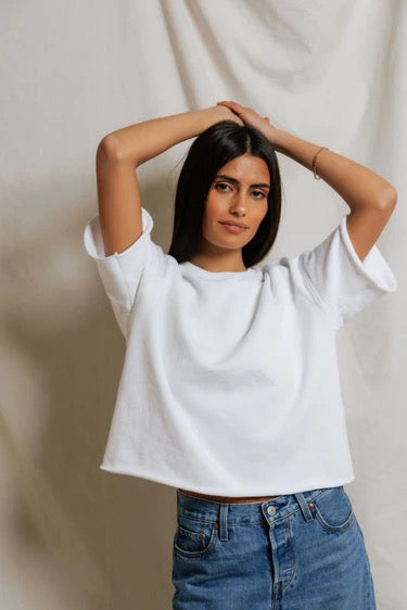 perfectwhitetee - Ezra French Terry Short Sleeve Loose Sweatshirt