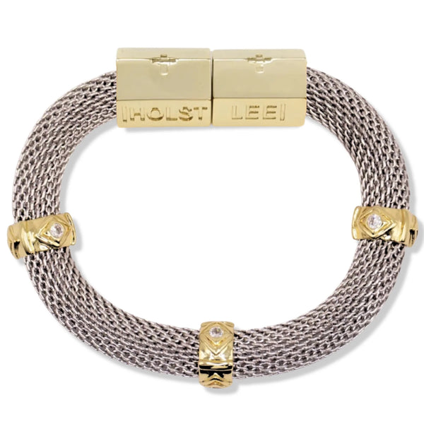 Holst + Lee - Classic Mesh With Clear Evil Eye Bracelet