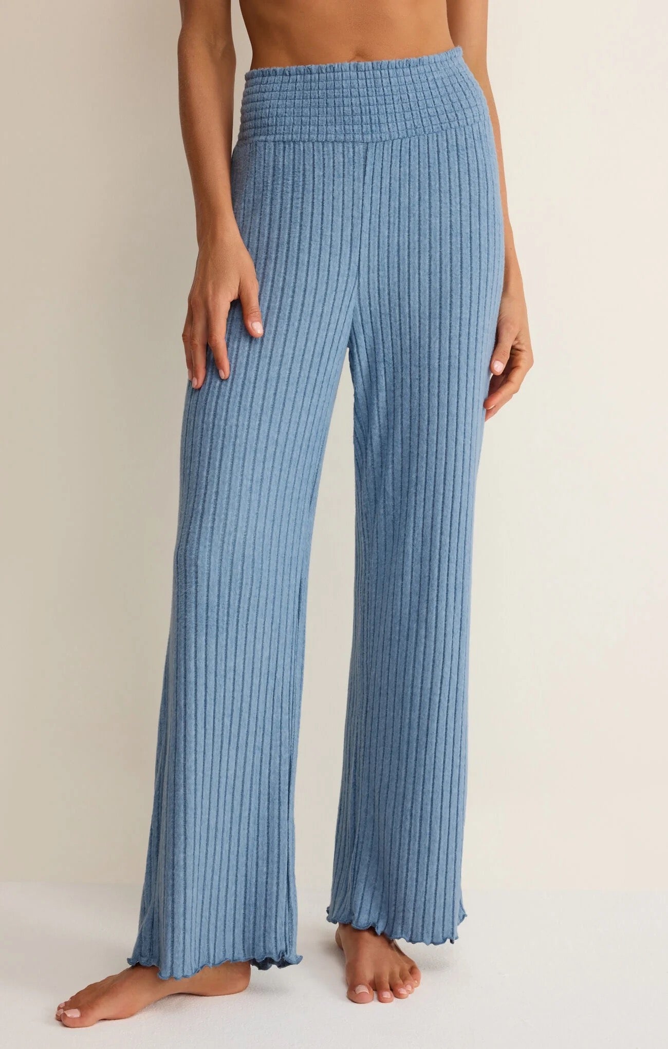 Z Supply - Oceanic Blue Dawn Smocked Rib Pant