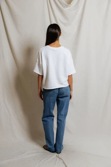perfectwhitetee - Ezra French Terry Short Sleeve Loose Sweatshirt