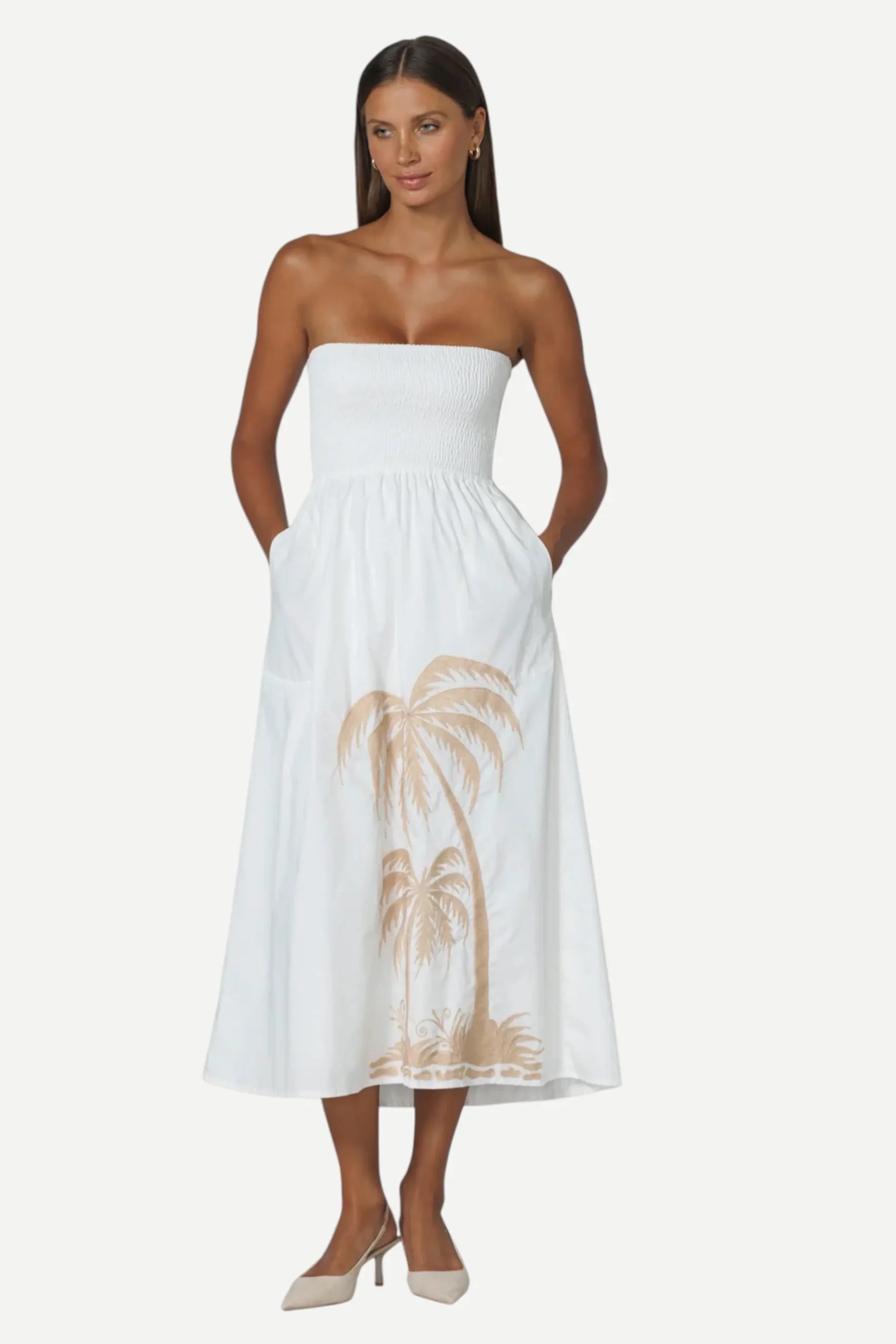 Lusana - Dion Strapless Embroidered Dress