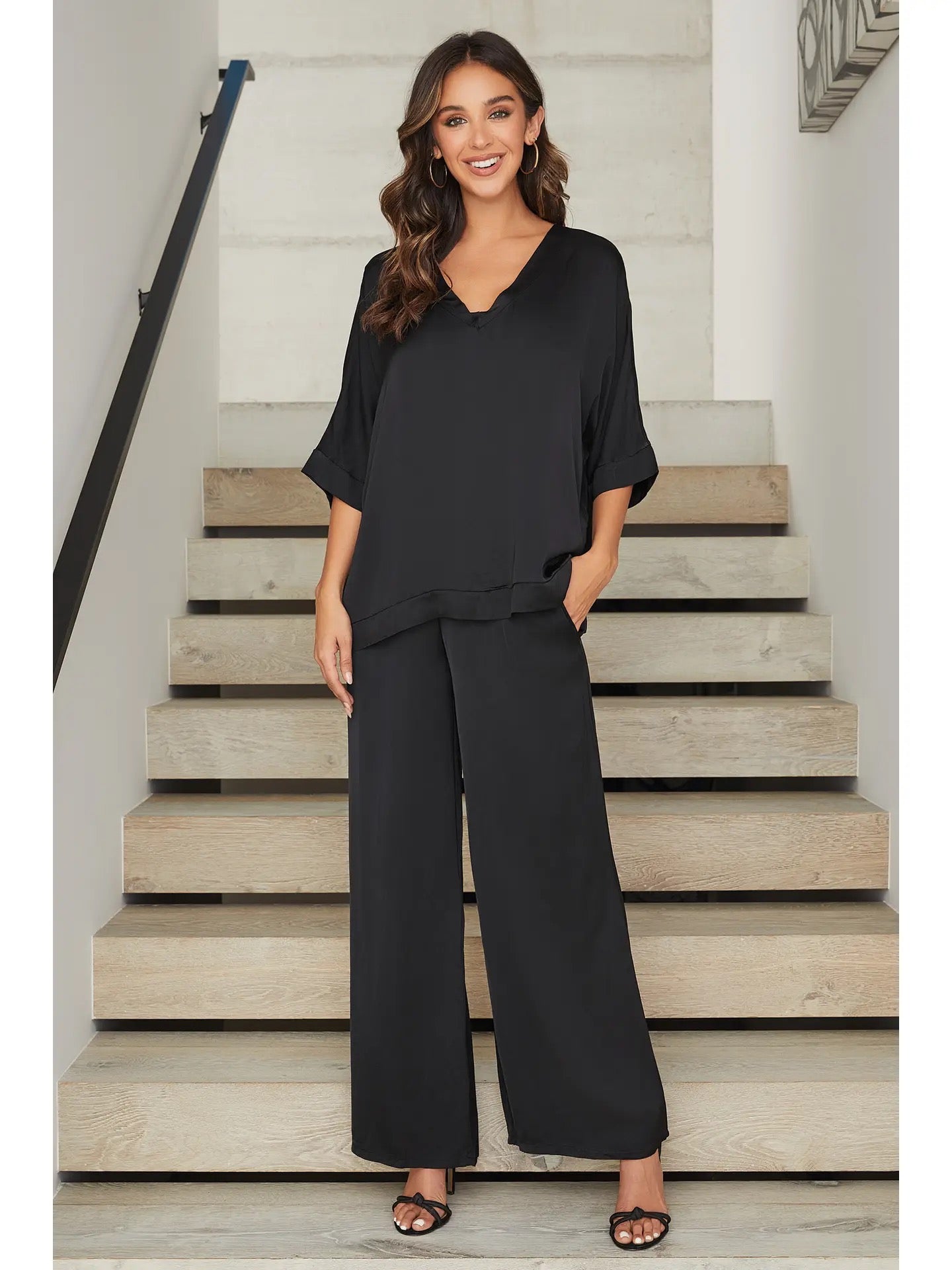 Milio Milano - Italian Silky Viscose Elastic Waist Palazzo Pant