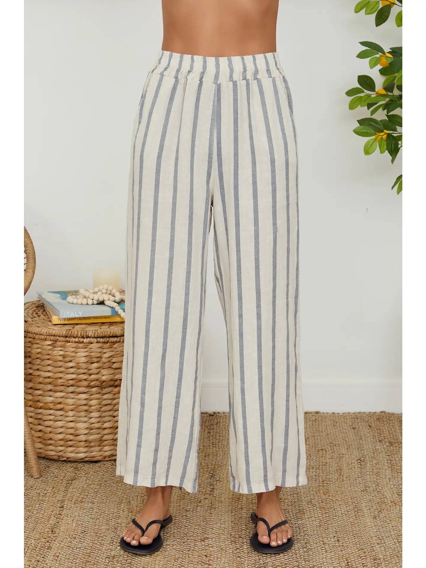 Milio Milano - Stripe Wide Leg Linen Pant