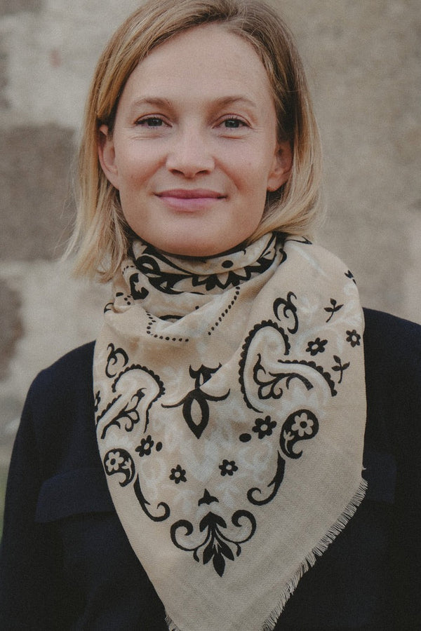 Maison Lecomte Flament - Beige Scarf Bandana / Wool + Silk