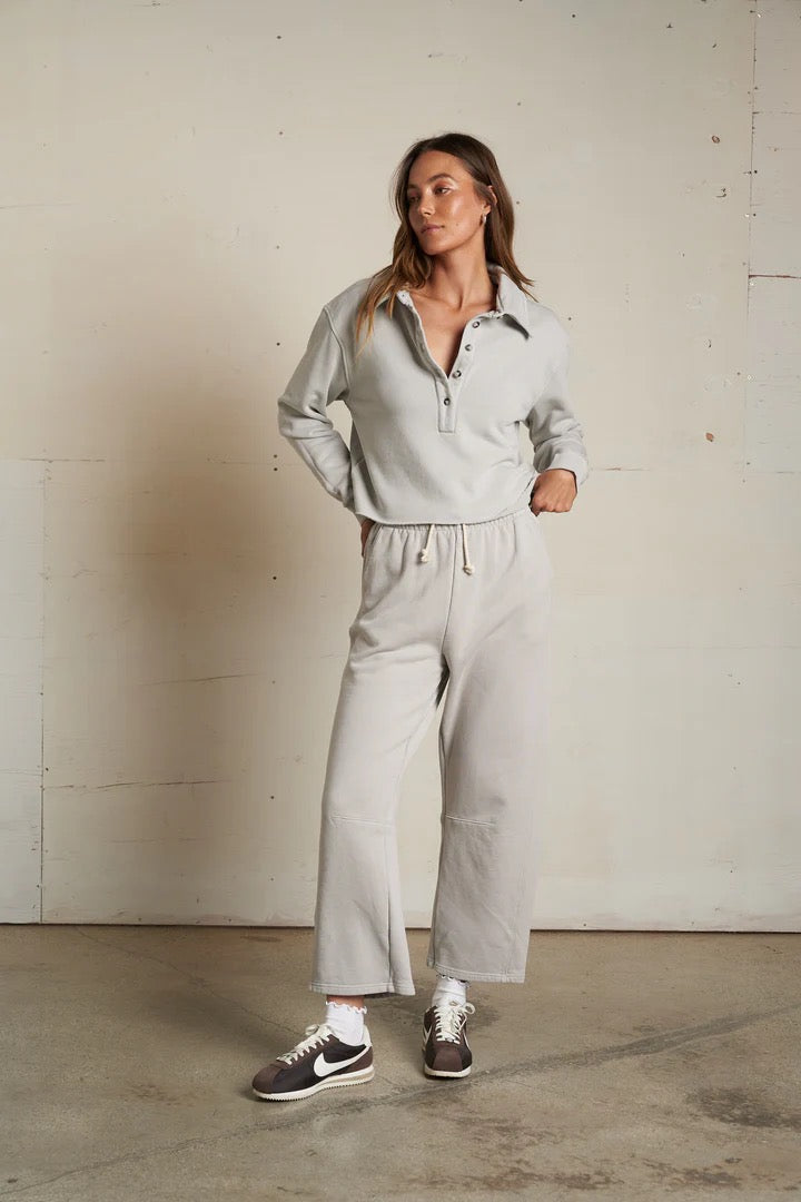 perfectwhitetee - Silver Vinny Fleece Long Sleeve Collard Sweatshirt