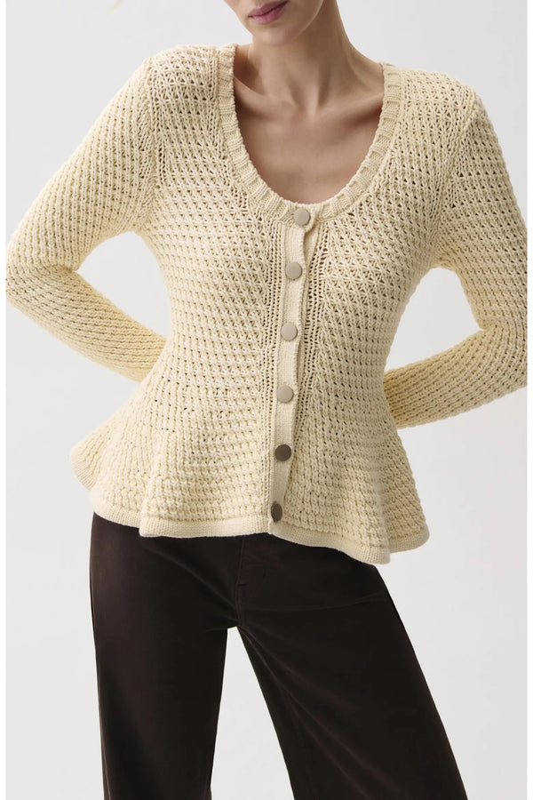 Pistola - Elina Peplum Openwork Cardigan