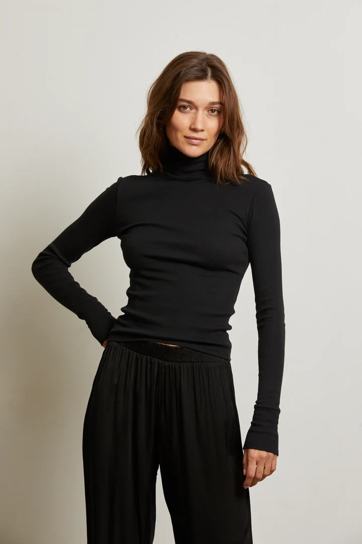 perfectwhitetee - Black Hayden Rib Modal High Turtleneck
