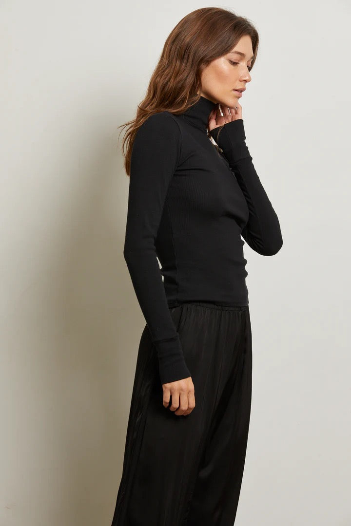 perfectwhitetee - Black Hayden Rib Modal High Turtleneck