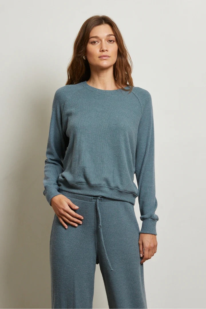 perfectwhitetee - Slate Cooper Waffle Raglan Long Sleeve Crew