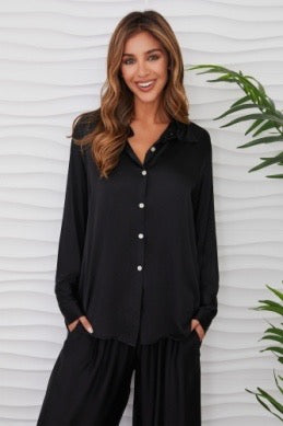 Milio Milano - Silky Button Down Long Sleeve Top
