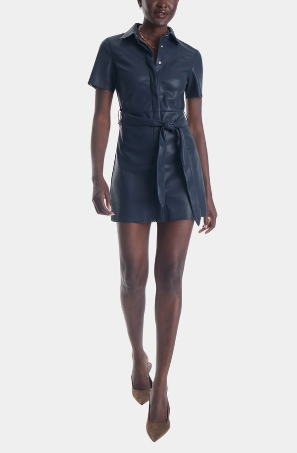 Karina Grimaldi - Mallie Vegan Leather Mini Dress