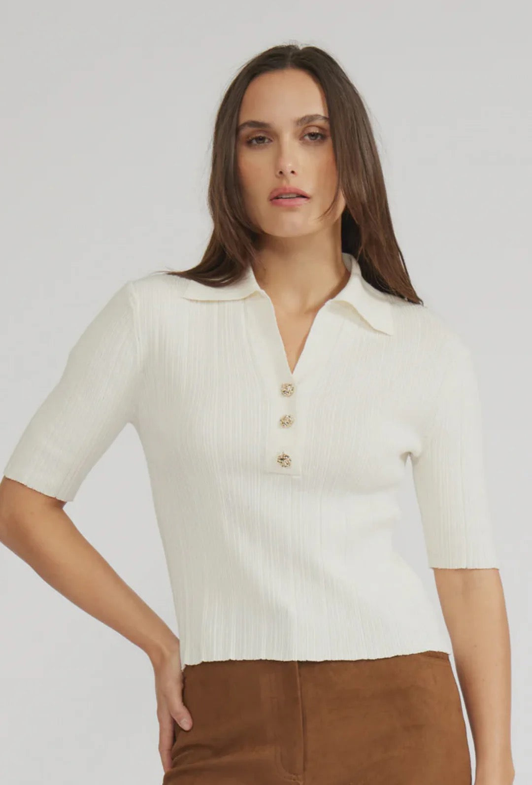 Lucy Paris - Cream Callan Knit Top