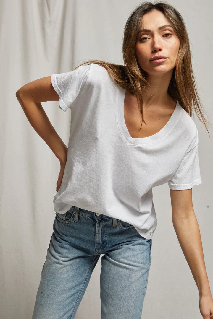 perfectwhitetee - White Hendrix Boxy V-Neck Tee