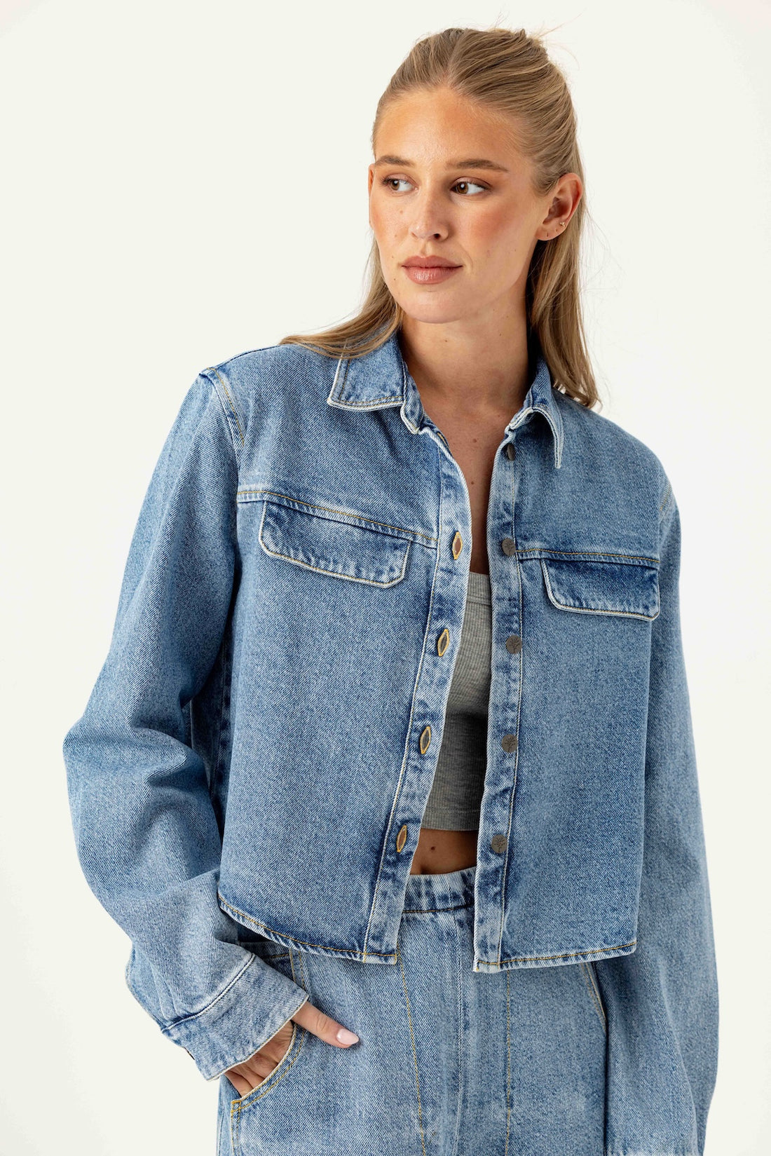 SUNDAYS - Light Wash Denim Josie Shirt