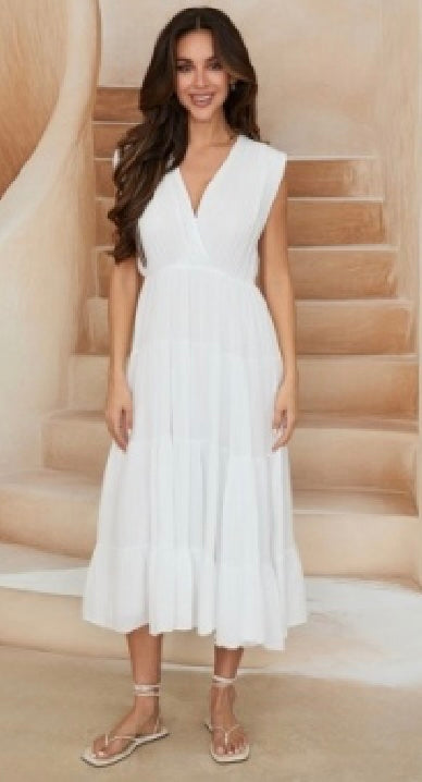 Milio Milano - Cotton V Neck Midi Dress
