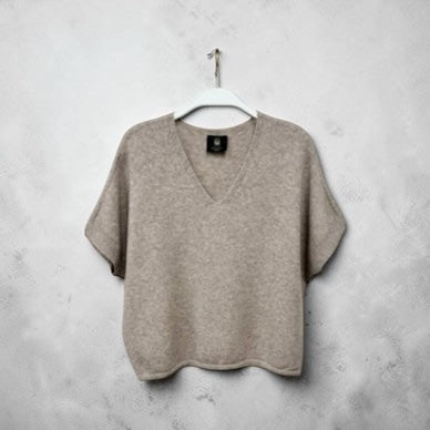 Milio Milano - Italian V Neck Short Sleeve Sweater Knit Top